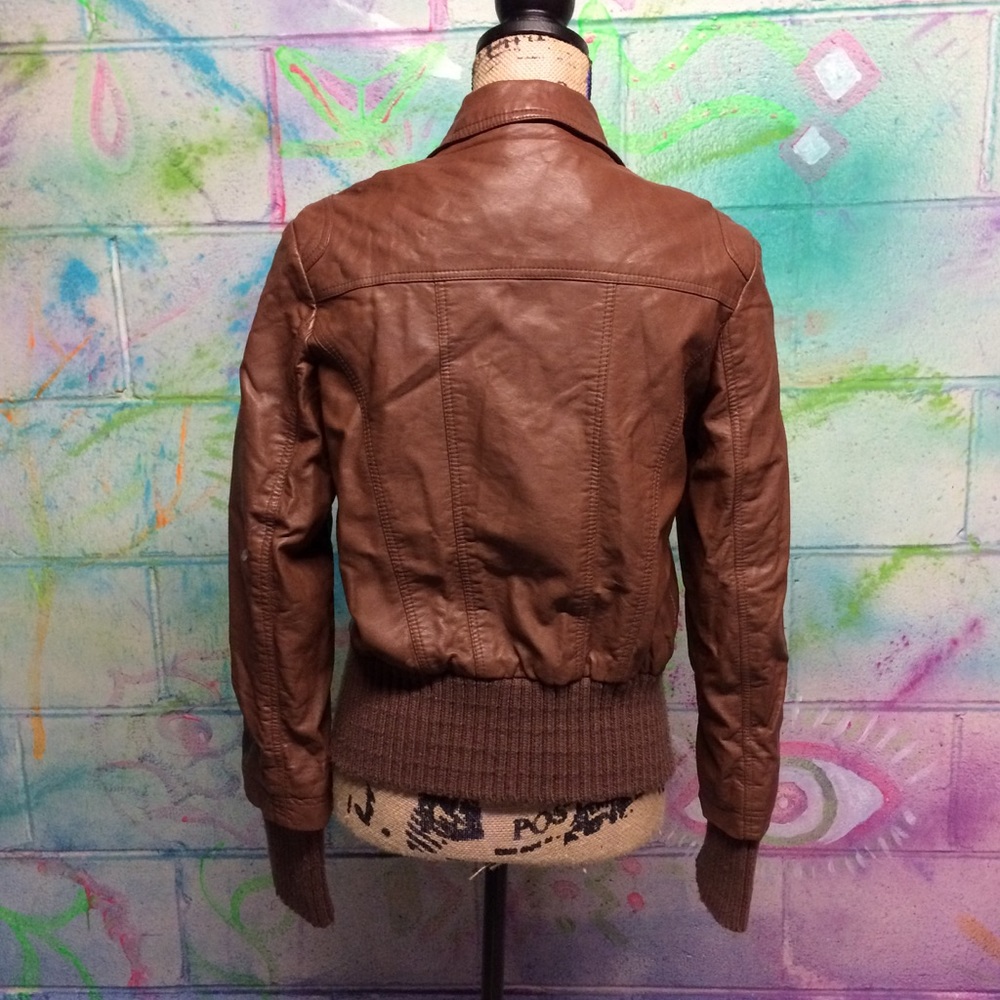 Brown Vegan Leather Jacket - Picture 2 of 7